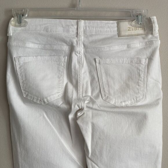 Zara Basic Womens White Denim Skinny Jeans Size 6 Mid Rise Distressed Classic - Picture 9 of 12